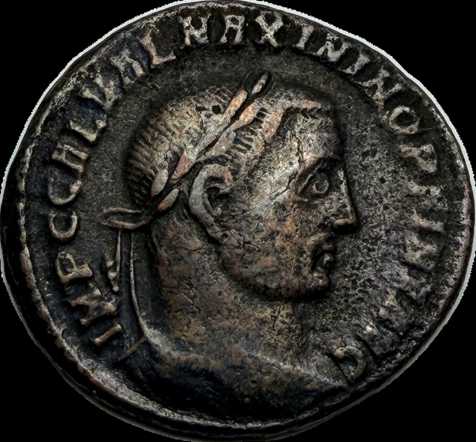 Galerius AE Follis, Heraclea Mint, GENIO IMPERATORIS Reverse, Crescent Field Mark, c. AD 308–310