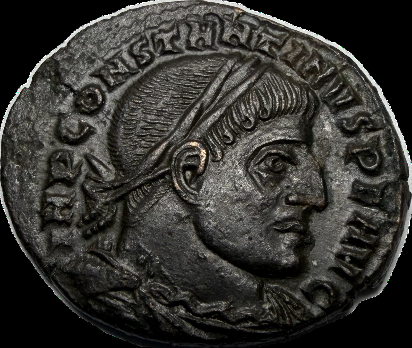Constantine I Bronze Follis – SOLI INVICTO COMITI Reverse, Roman Empire, c. AD 310–313