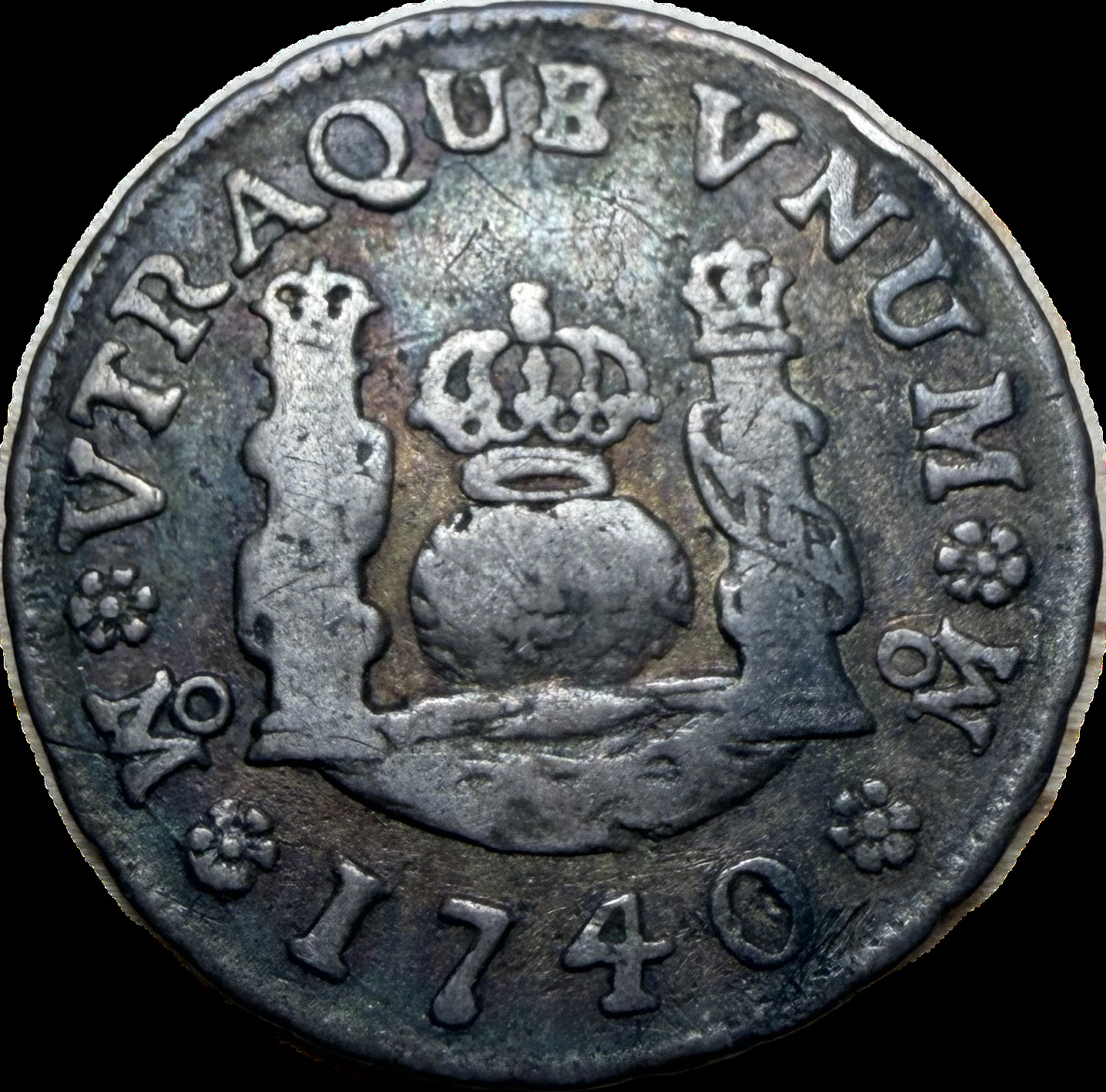 1740 Mo-F Mexico 1 Real Philip V Silver Colonial Coin – VF Raw