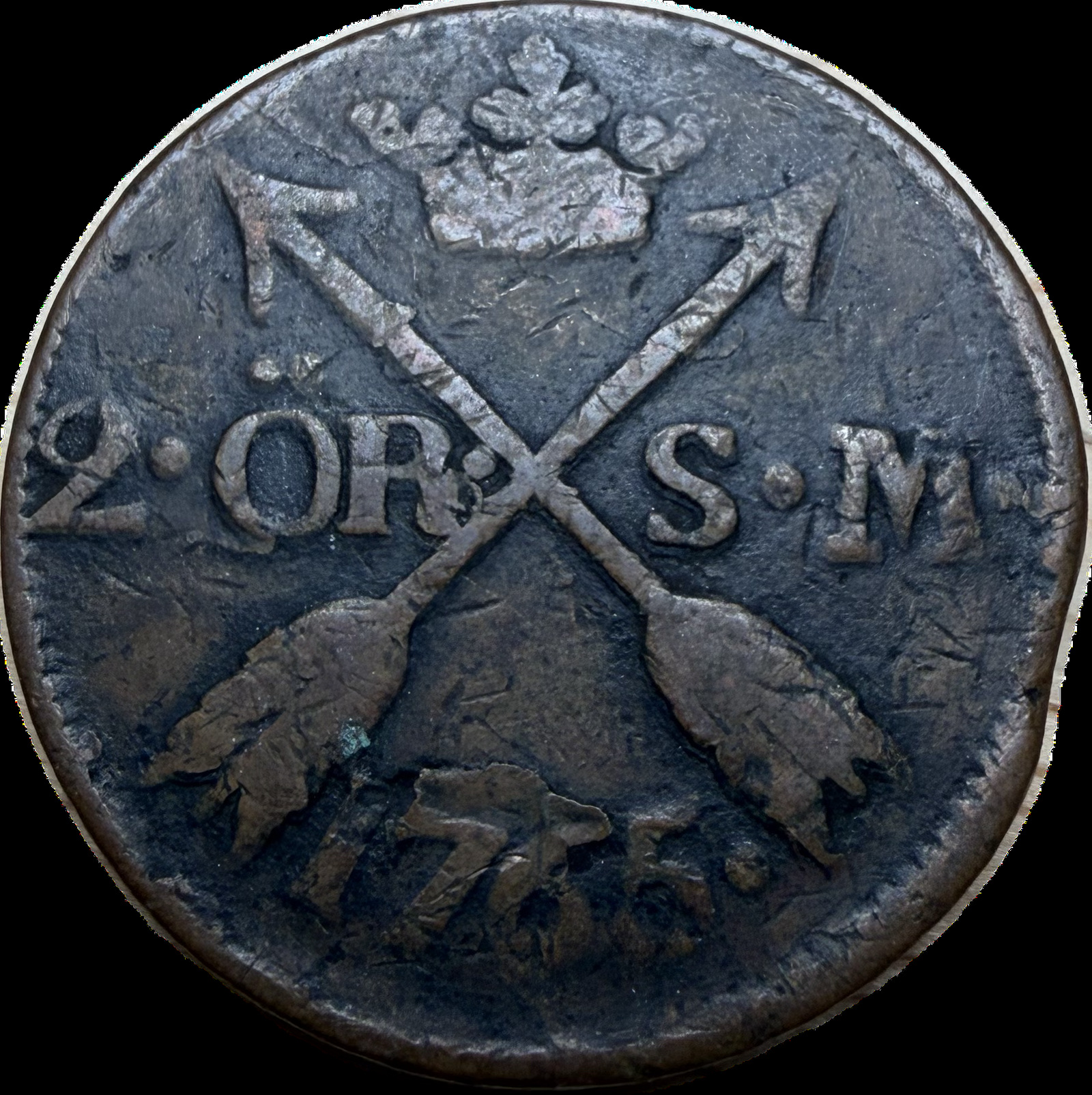 1765 Sweden 2 Öre Silvermynt Copper Coin – KM 461 – King Adolf Frederick VF Details