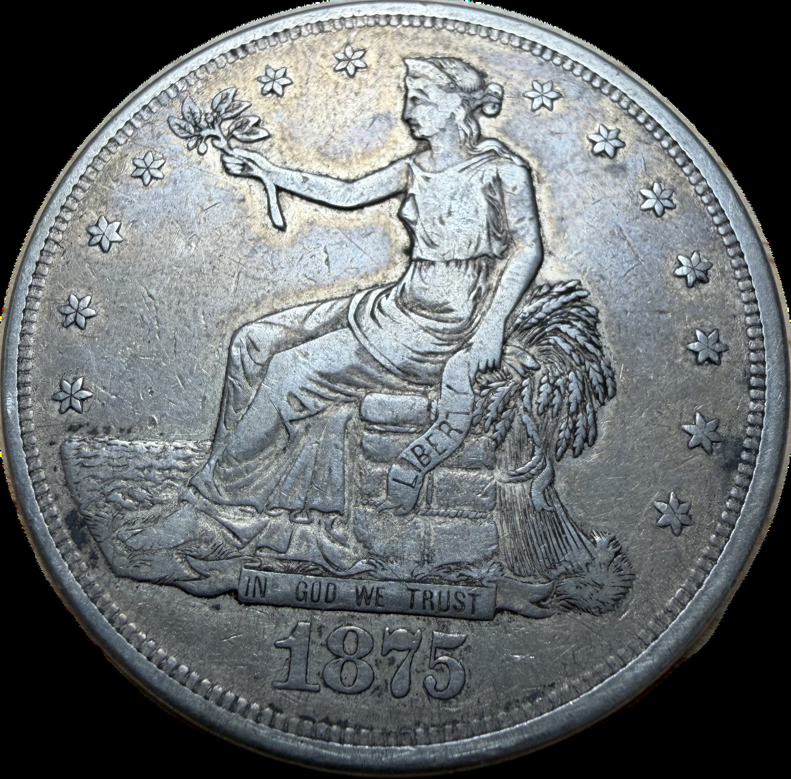 1875-CC Trade Dollar VF30 | Carson City Mint Silver Dollar | Sigma & XRF Verified
