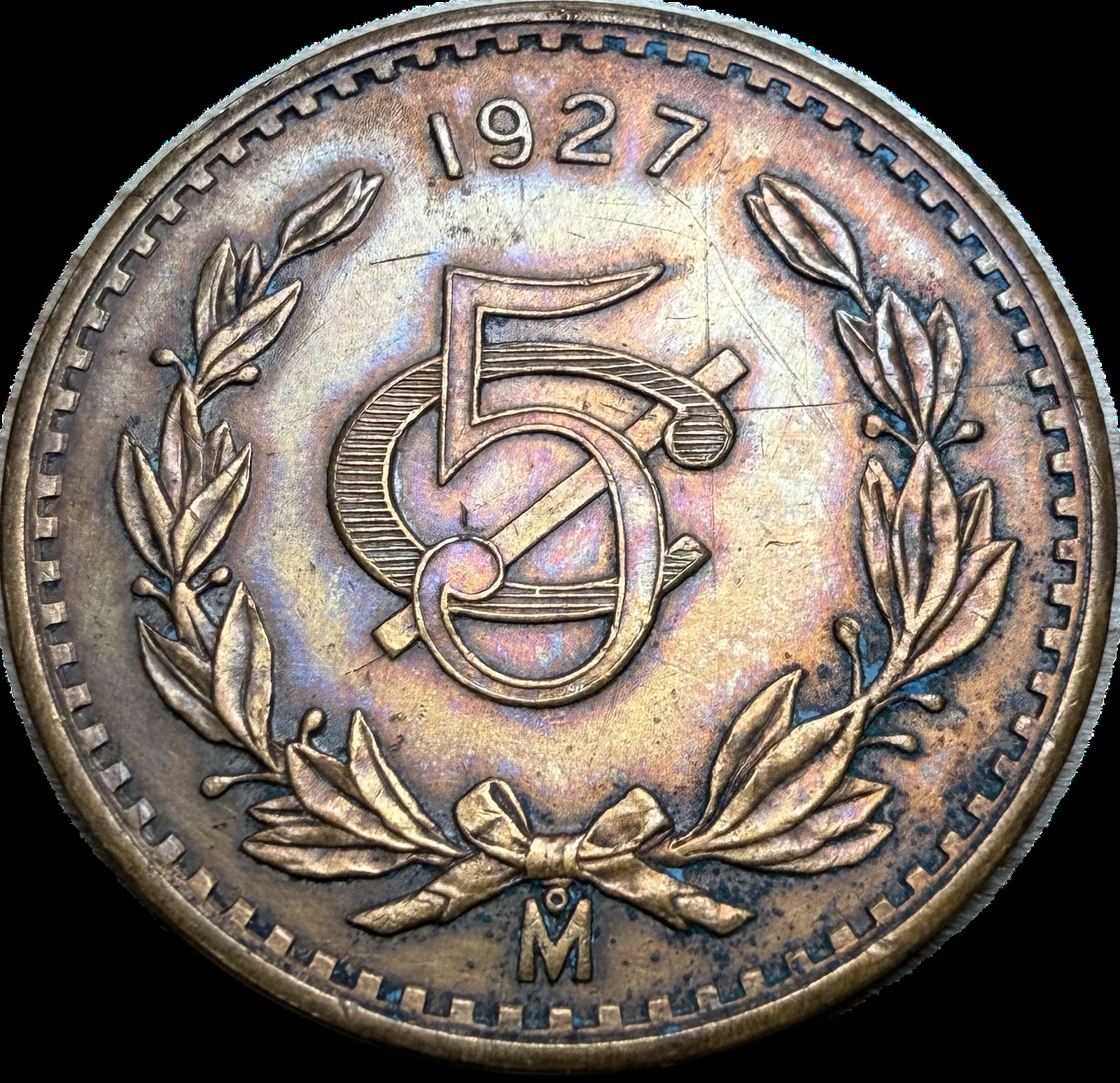 1927-Mo Mexico 5 Centavos AU50
