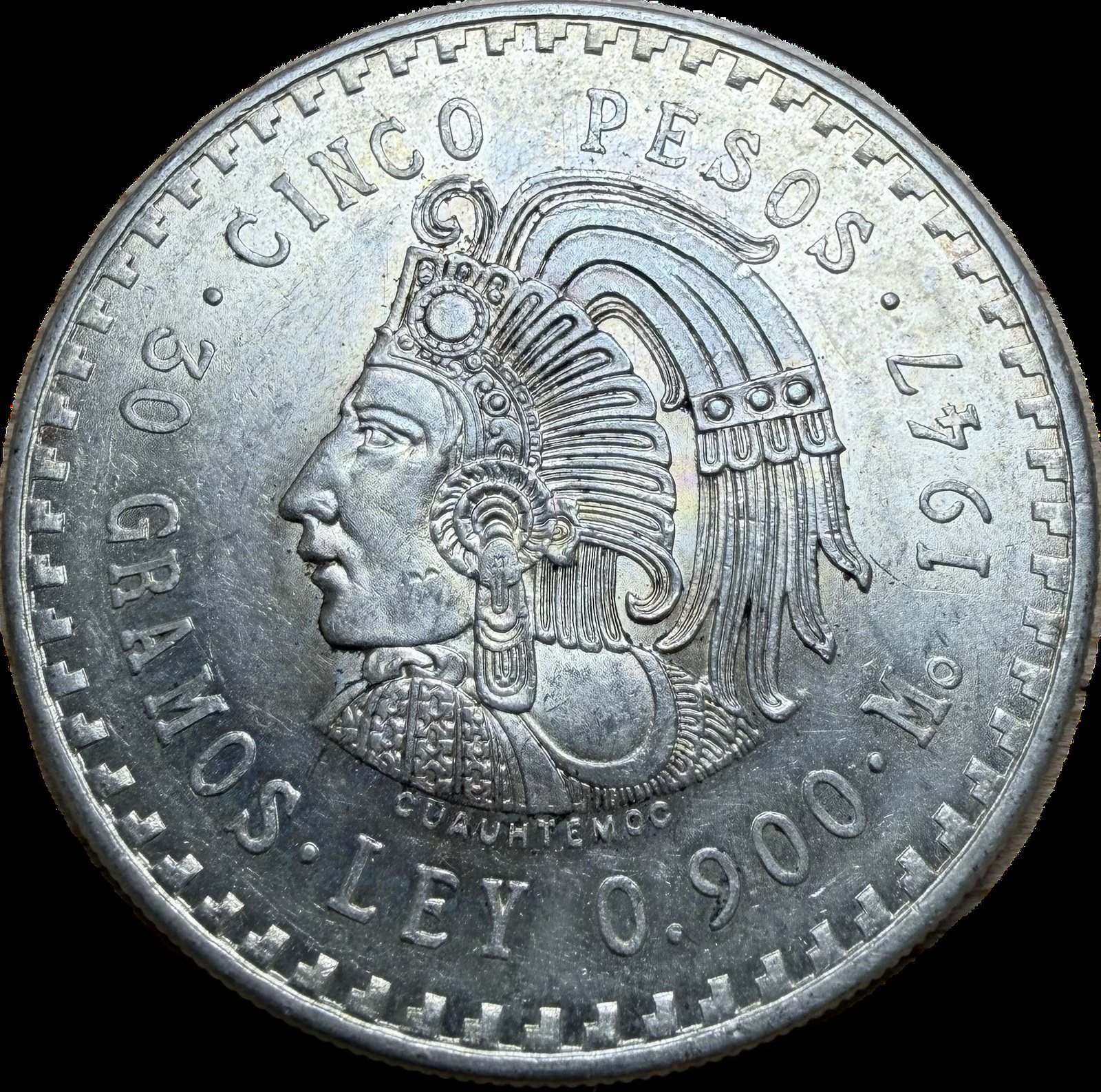 1947-Mo Mexico 5 Pesos AU-58