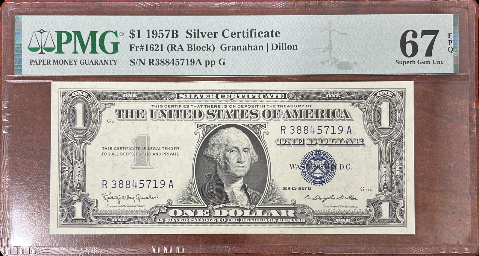 $1  1957B Silver Certificate PMG EPQ67